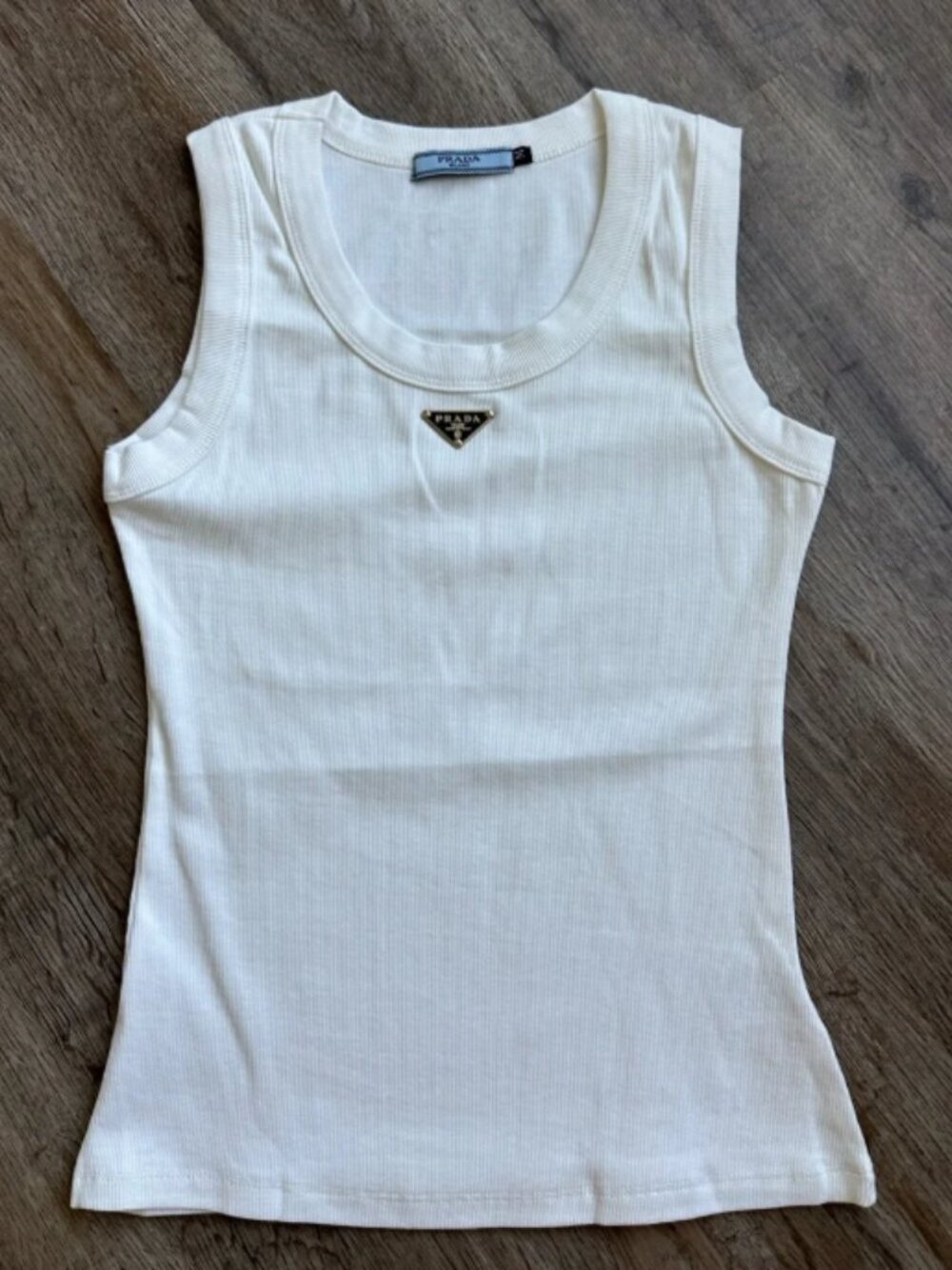 Prada White Rib‑Knit Tank Top